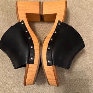 Black open heel shoes